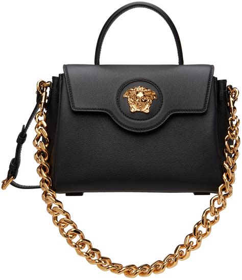 black and blue versace bag|versace black leather bag.